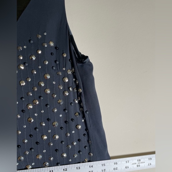 FRENCH CONNECTION Dress Navy Blue Studded Rockstud V Neck Sleeveless Shift boho - Picture 8 of 16